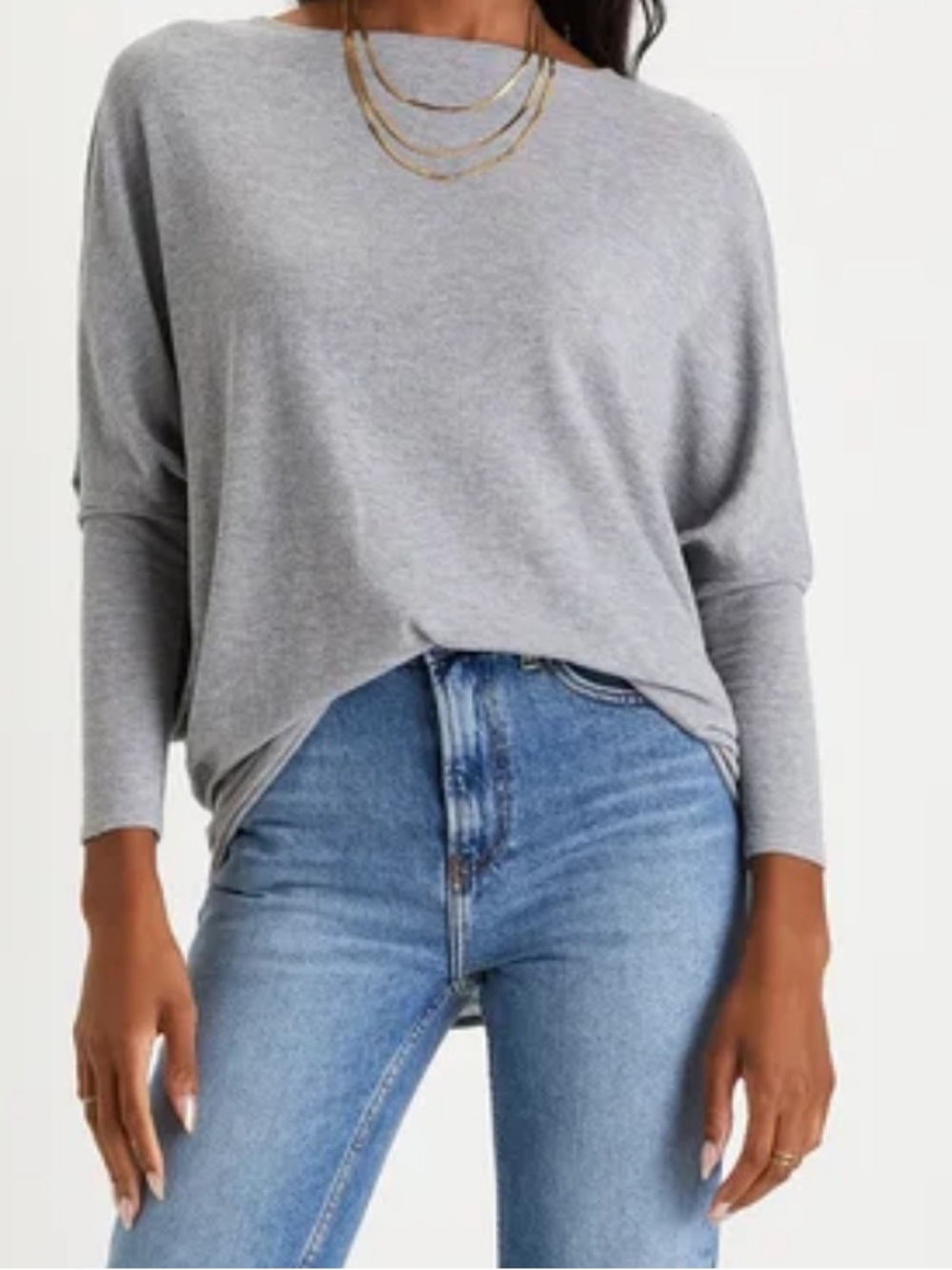 Lulus Gray Dolman Sleeve Sweater Top XL NWT